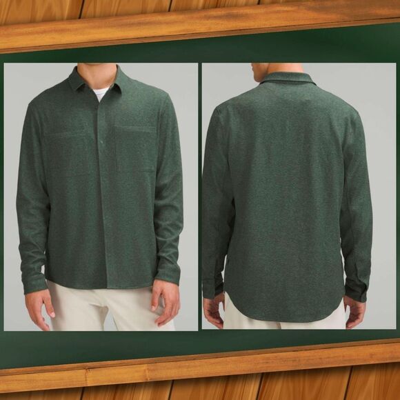 Lululemon Soft Knit‎ Overshirt Heathered Spruce green button down size M NWT - Picture 2 of 7